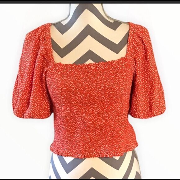 Loft XSP Orange & White Cropped Top NWT (LR4) - Picture 1 of 5